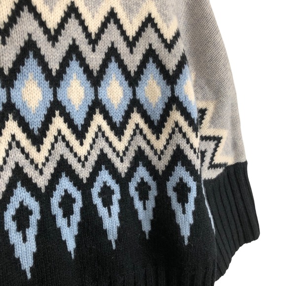 KINROSS Wool Cashmere Geometric Cardigan Sweater Women's XS Navy Gray 3/4 Sleeve - Picture 9 of 9